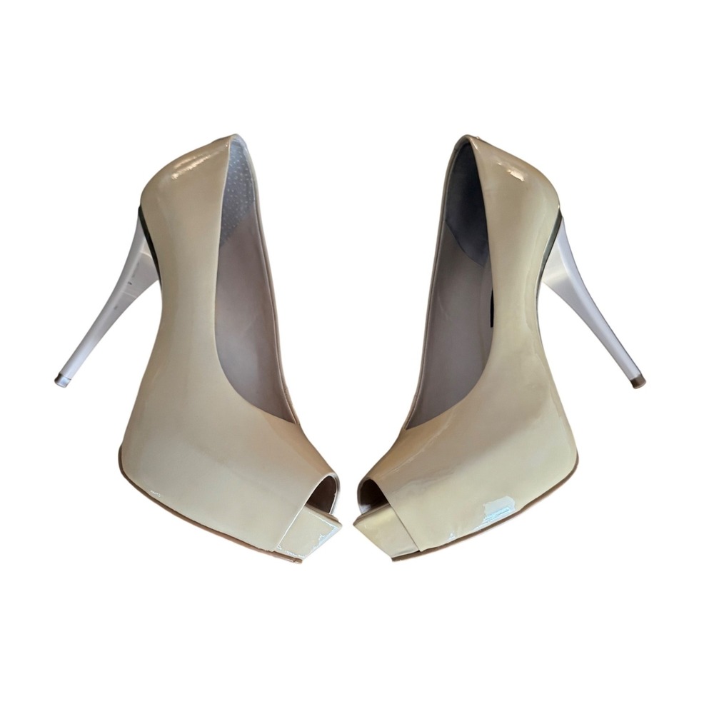 Jorge Bischoff Nude Patent Leather Peep Toe Platform Stiletto Pumps Size 35 - Picture 3 of 7